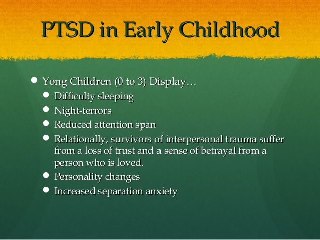 Symptoms of PTSD in chldren