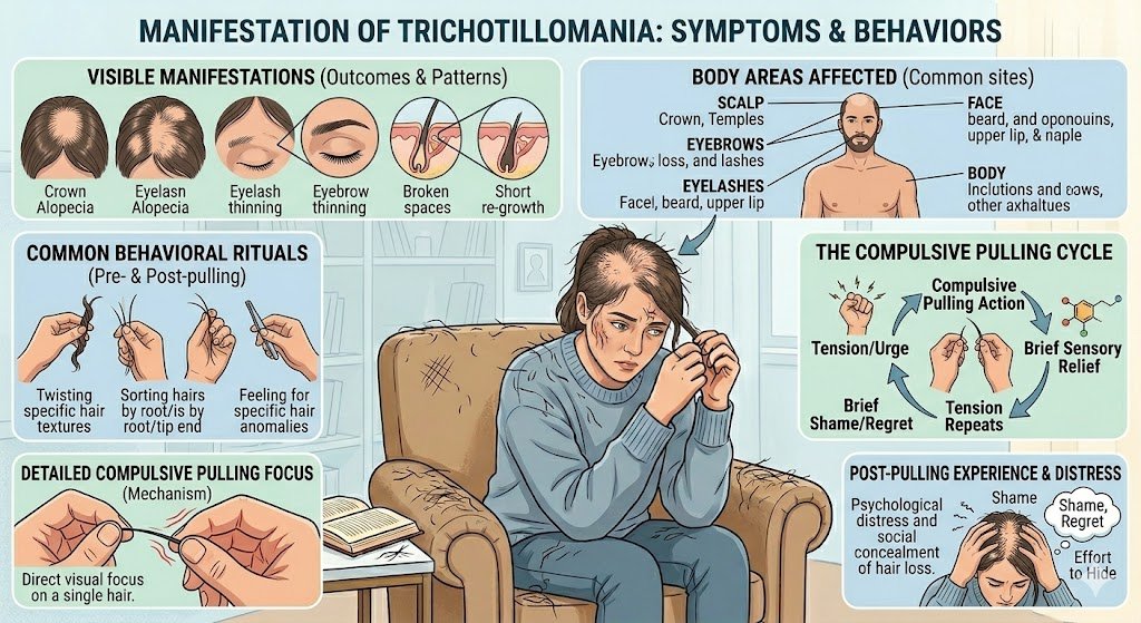 Manifestations of hair pulling disorder